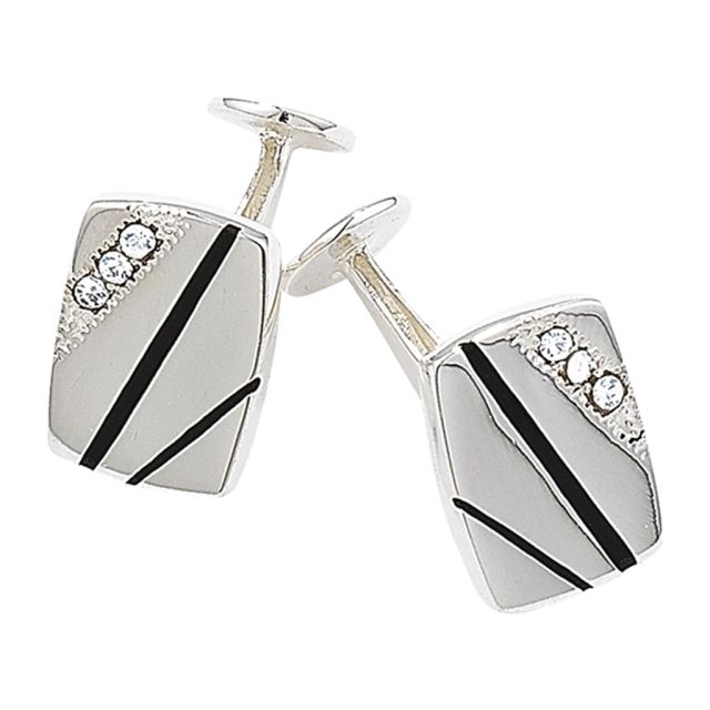 Buy Sterling Silver Enamel and Crystal Cufflinks by World of Jewellery