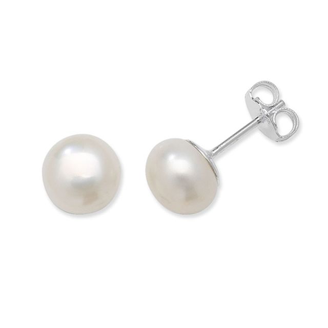 Buy Sterling Silver 7MM Pearl Stud Earrings by World of Jewellery