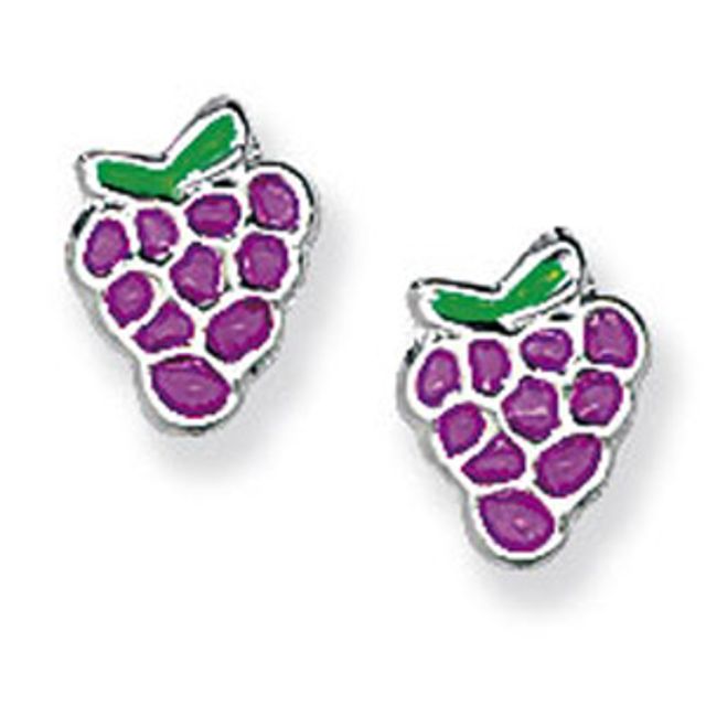 Buy Childrens Sterling Silver Purple Grape Stud Earrings by World of Jewellery