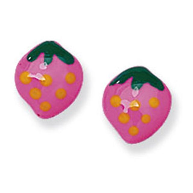 Buy Childrens Sterling Silver Pink Strawberry Stud Earrings by World of Jewellery