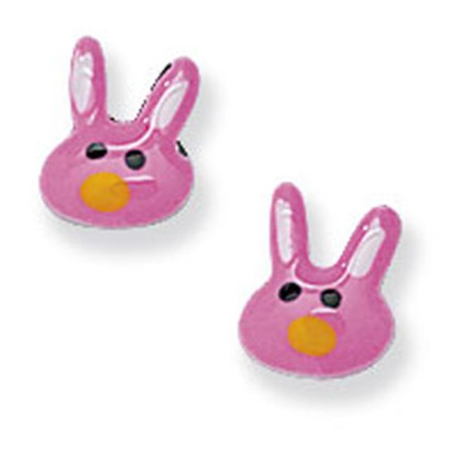 Buy Childrens Sterling Silver Pink Bunny Rabbit Stud Earrings by World of Jewellery