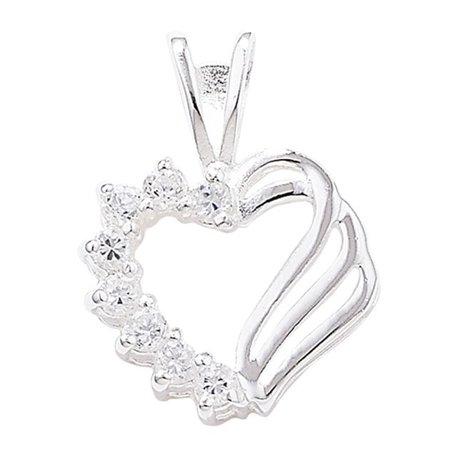 Buy Sterling Silver Fancy Cubic Zirconia Heart Pendant by World of Jewellery