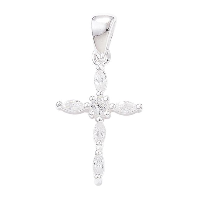 Buy Sterling Silver Cubic Zirconia Cross Pendant by World of Jewellery