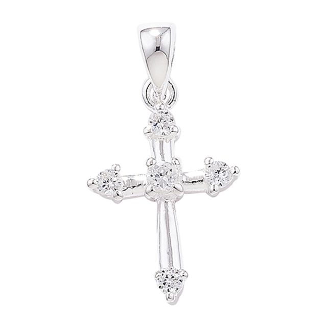 Buy Sterling Silver Cubic Zirconia Set Cross Pendant by World of Jewellery