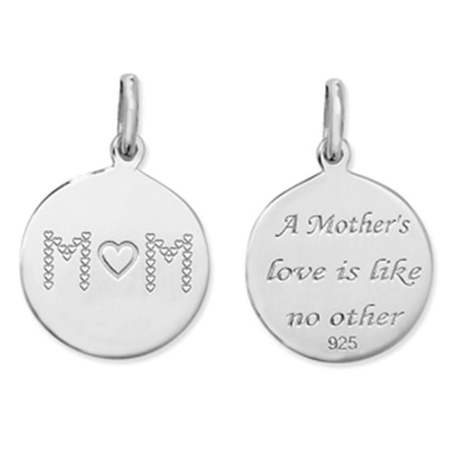 Buy Sterling Silver Double Sided Mum Pendant by World of Jewellery