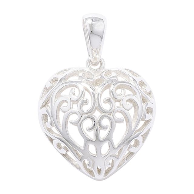 Buy Sterling Silver Filagree Heart Pendant by World of Jewellery