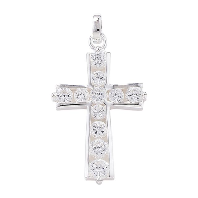 Buy Sterling Silver Cubic Zirconia Cross Pendant by World of Jewellery