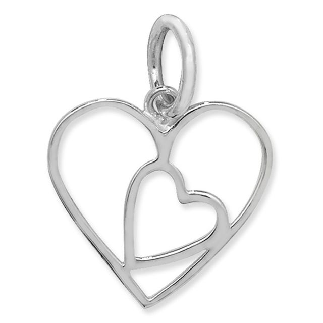 Buy Sterling Silver Plain Cut Out Heart Pendant by World of Jewellery