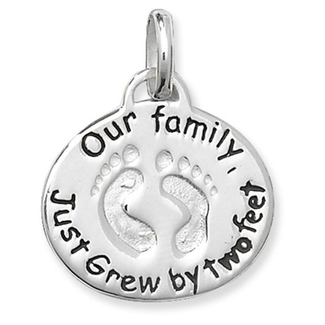 Buy Sterling Silver Our Family Just Grew By Two Feet Pendant by World of Jewellery