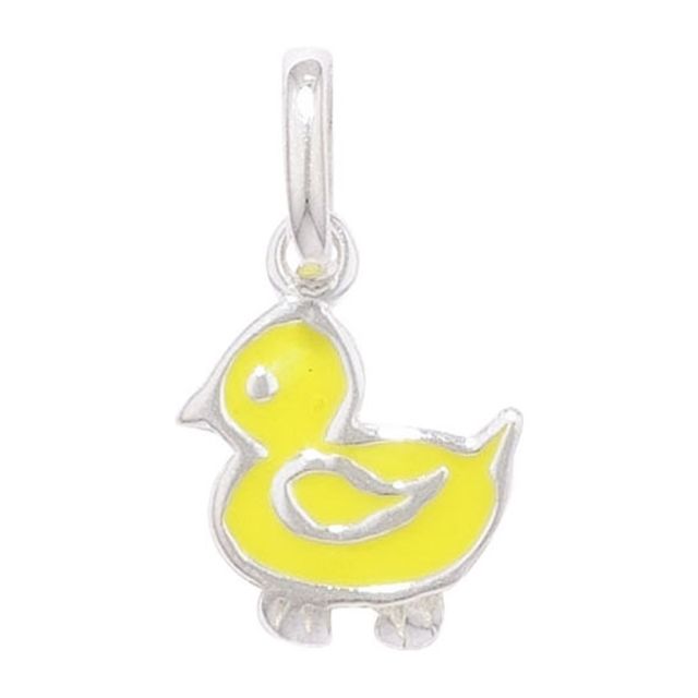 Buy Children's Sterling Silver Coloured Duck Pendant On A Curb Necklace by World of Jewellery
