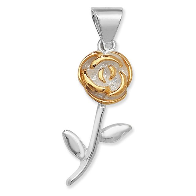 Buy Sterling Silver & Gold Plated Rose Flower Pendant by World of Jewellery