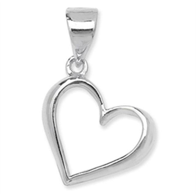 Buy Sterling Silver Plain Open Heart Pendant by World of Jewellery