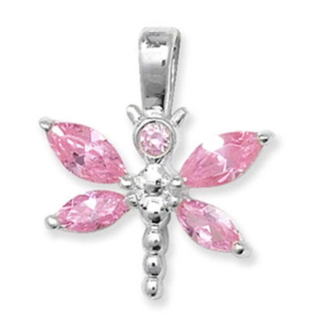 Buy Sterling Silver Pink Cubic Zirconia Butterfly Pendant by World of Jewellery