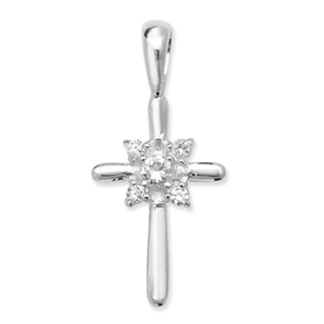 Buy Sterling Silver Cubic Zirconia Cross Pendant by World of Jewellery