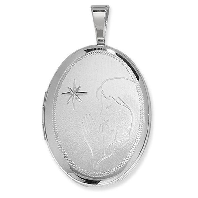 Buy Sterling Silver Saying A Prayer Oval Locket by World of Jewellery