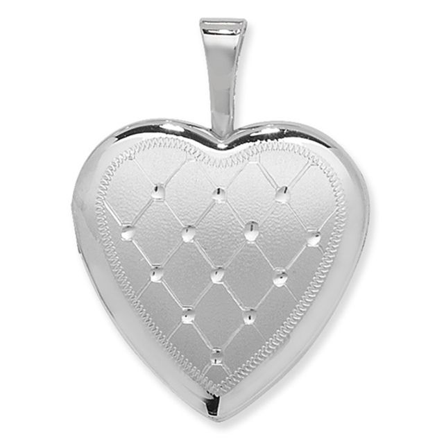 Buy Sterling Silver Quilt Pattern Heart Locket by World of Jewellery