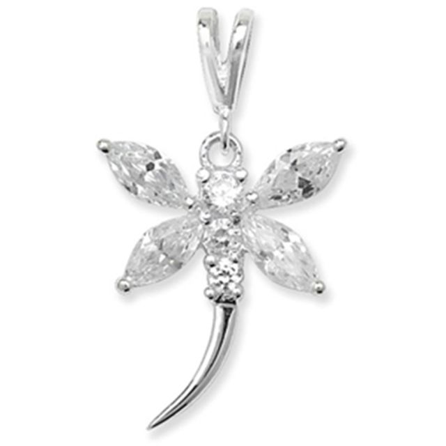 Buy Sterling Silver Cubic Zirconia Dragonfly Pendant by World of Jewellery