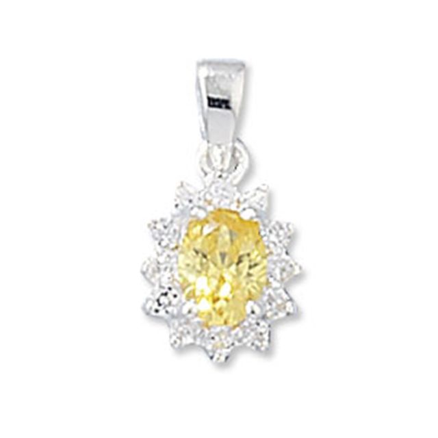 Buy Sterling Silver Yellow Cubic Zirconia Pendant by World of Jewellery