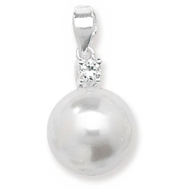 Buy Sterling Silver Pearl & Cubic Zirconia Pendant by World of Jewellery