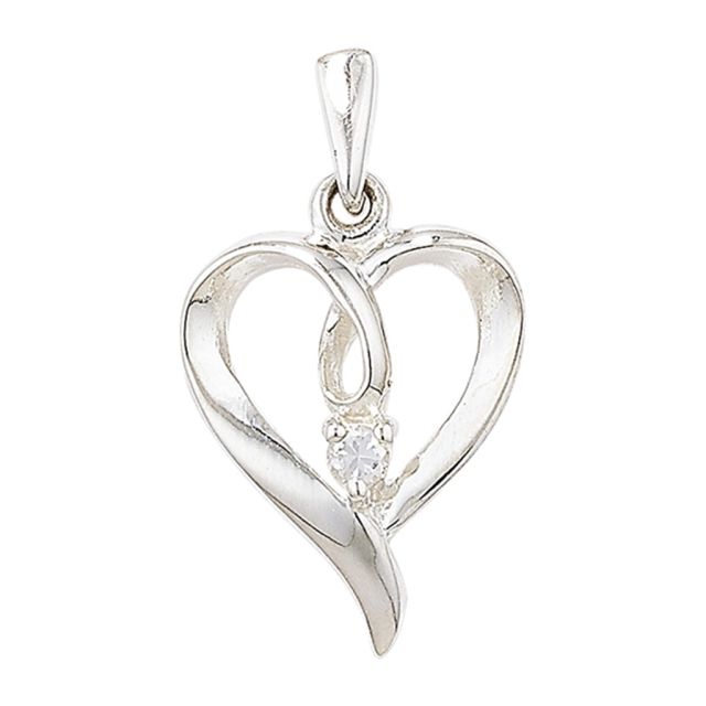 Buy Sterling Silver Cubic Zirconia Heart Pendant by World of Jewellery