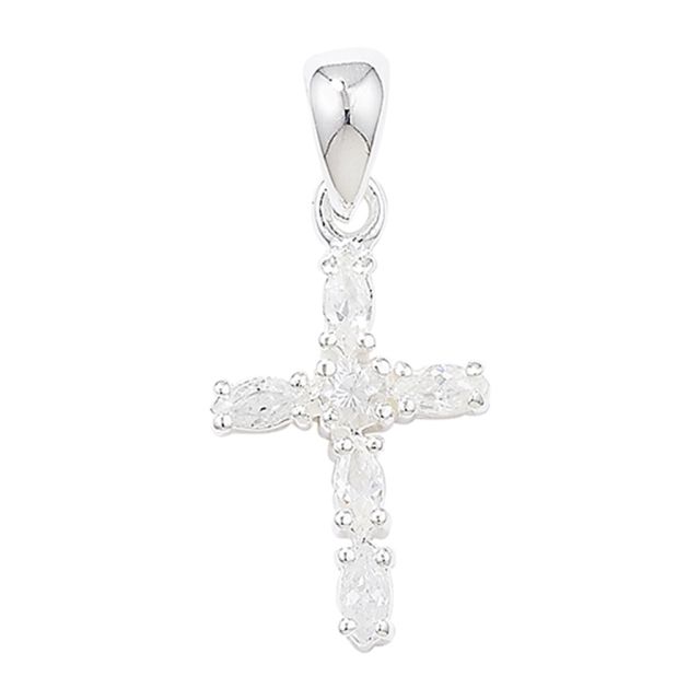 Buy Sterling Silver Cubic Zirconia Cross Pendant by World of Jewellery