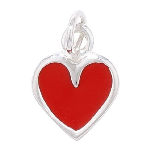 Buy Children's Sterling Silver Red Love Heart Pendant On A Curb Necklace by World of Jewellery