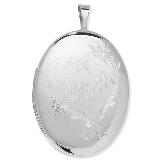 Buy Sterling Silver Engraved Mum Oval Locket by World of Jewellery