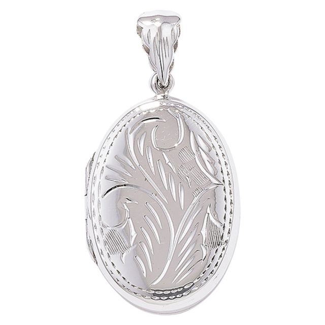 Buy Sterling Silver Engraved Oval Locket by World of Jewellery