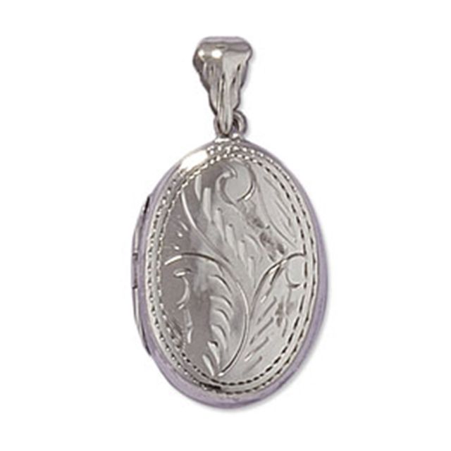 Buy Sterling Silver Engraved Oval Locket by World of Jewellery