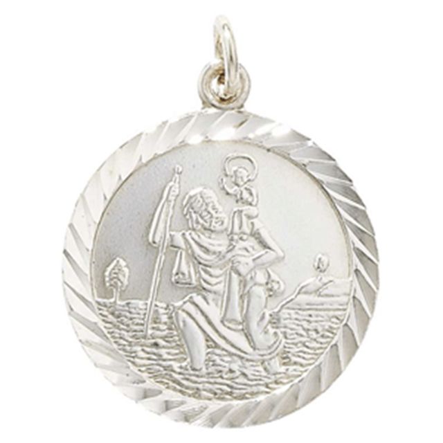 Buy Sterling Silver Round Double Sided St Christopher Pendant by World of Jewellery