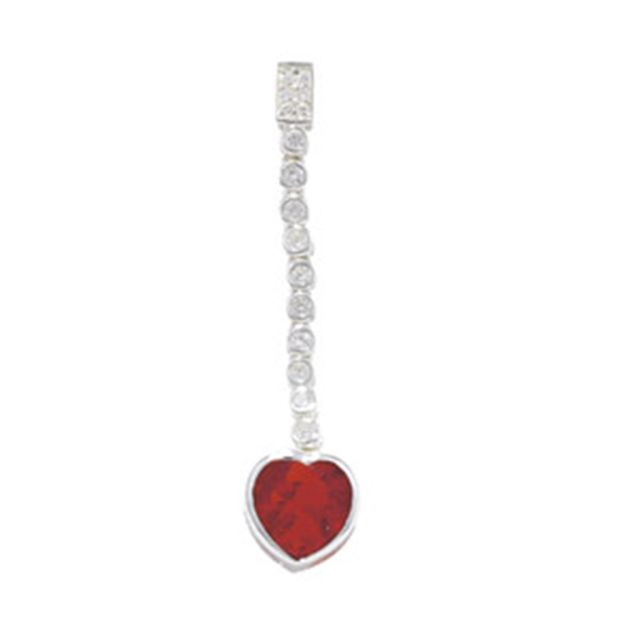 Buy Sterling Silver White And Red Pendant by World of Jewellery