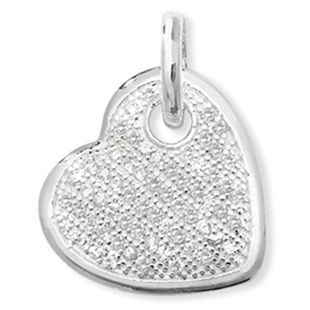 Buy Sterling Silver Cubic Zirconia Encrusted Heart Pendant by World of Jewellery