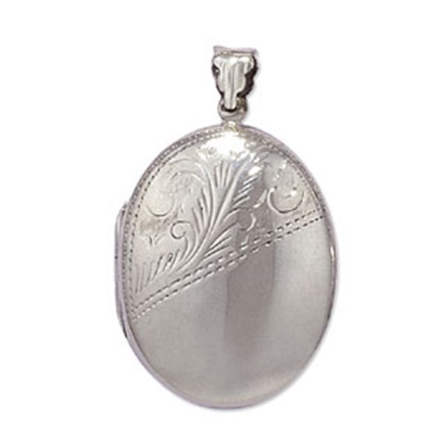 Buy Children's Sterling Silver Half Engraved Oval Locket On A Curb Necklace by World of Jewellery
