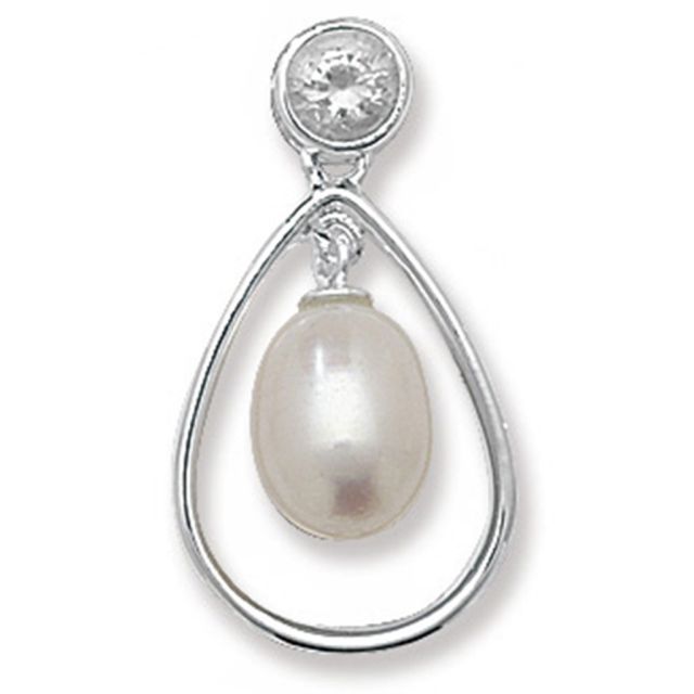 Buy Sterling Silver Pearl & Cubic Zirconia Pendant by World of Jewellery