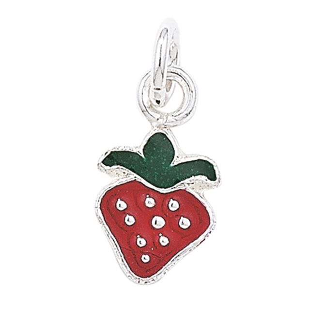 Buy Sterling Silver Red Strawberry Pendant by World of Jewellery