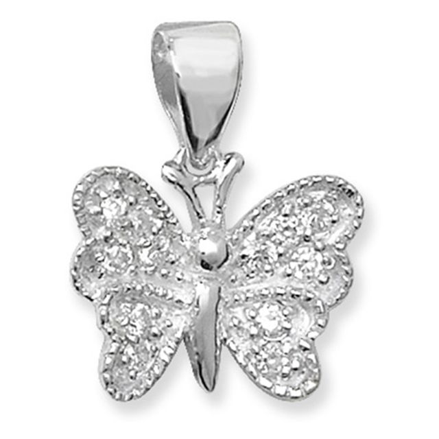 Buy Sterling Silver Fancy Cubic Zirconia Butterfly Pendant by World of Jewellery