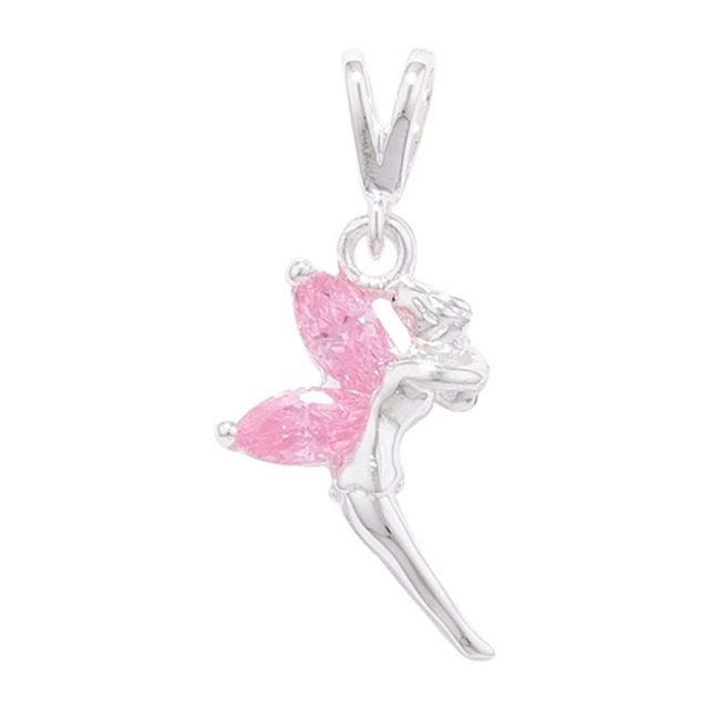 Buy Sterling Silver Pink Cubic Zirconia Fairy Pendant by World of Jewellery