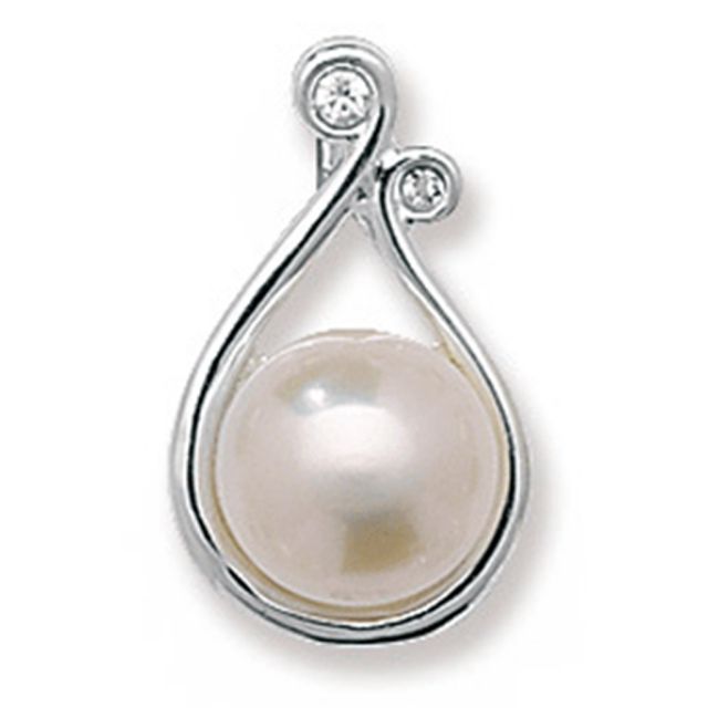 Buy Sterling Silver Pearl & Cubic Zirconia Pendant by World of Jewellery