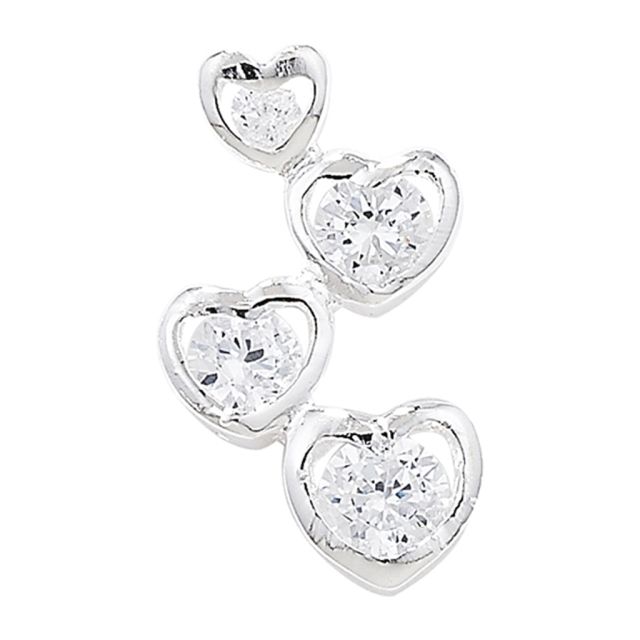 Buy Sterling Silver Cubic Zirconia Graduated Heart Pendant by World of Jewellery