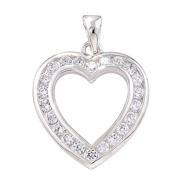 Buy Sterling Silver Cubic Zirconia Heart Pendant by World of Jewellery