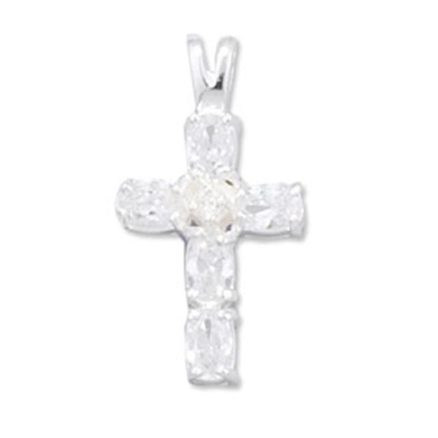 Buy Sterling Silver Cubic Zirconia Cross Pendant by World of Jewellery