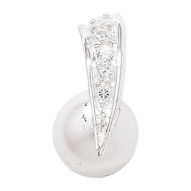 Buy Sterling Silver Pearl & Cubic Zirconia Pendant by World of Jewellery