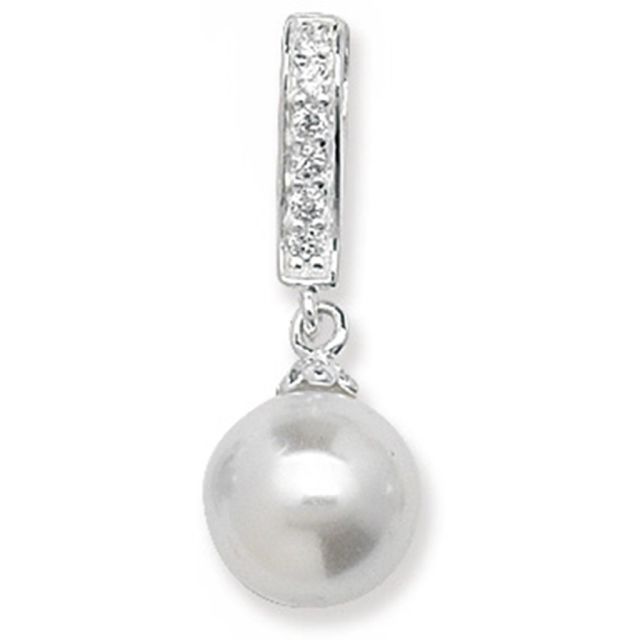 Buy Sterling Silver Pearl & Cubic Zirconia Drop Pendant by World of Jewellery