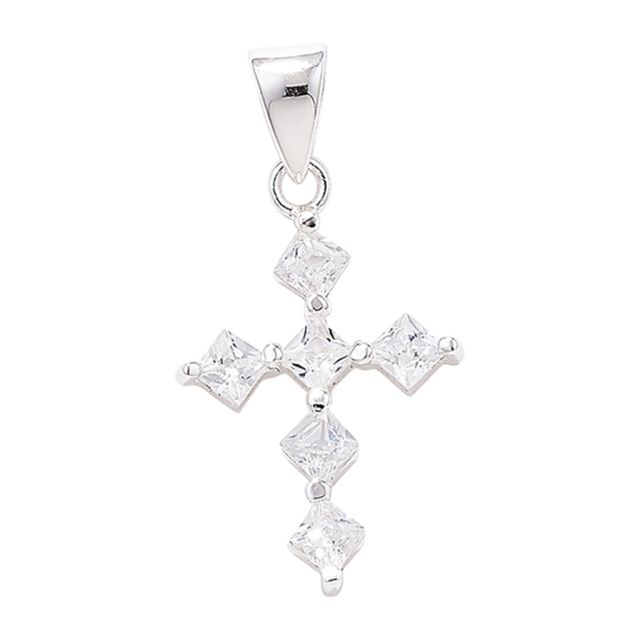 Buy Sterling Silver Cubic Zirconia Cross Pendant by World of Jewellery