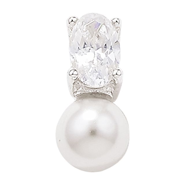 Buy Sterling Silver Pearl & Cubic Zirconia Pendant by World of Jewellery