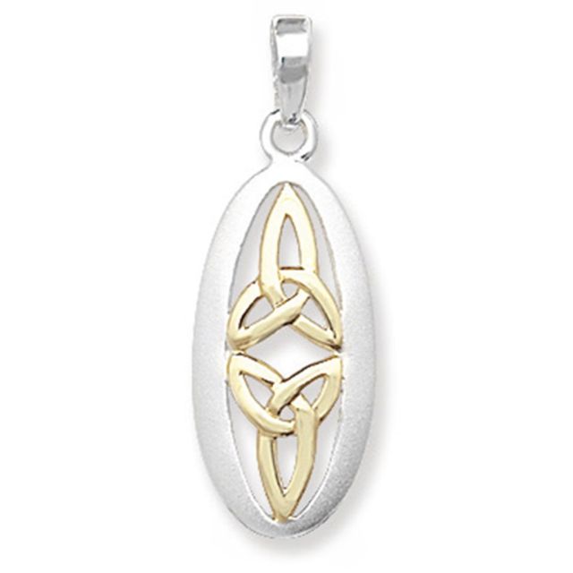 Buy Sterling Silver & Gold Plated Oval Celtic Pendant by World of Jewellery