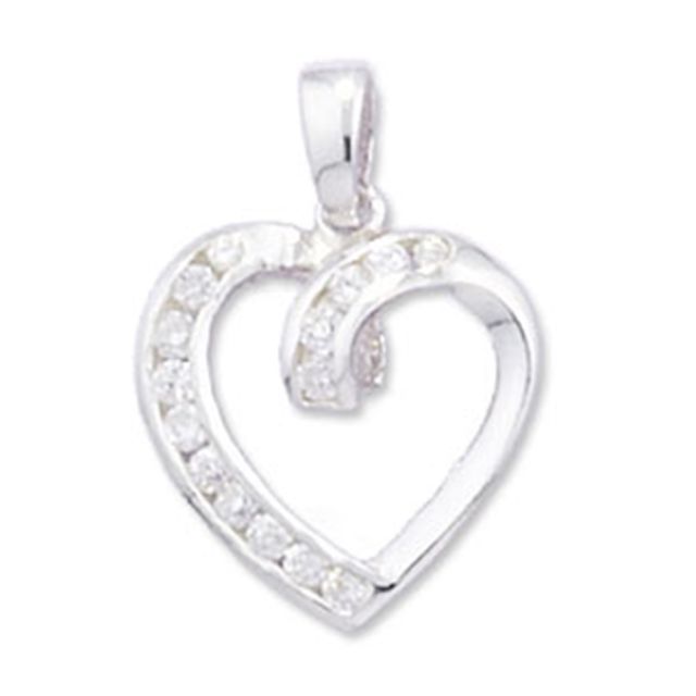 Buy Sterling Silver Cubic Zirconia Fancy Heart Pendant by World of Jewellery