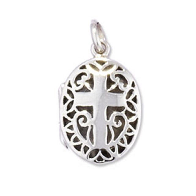 Buy Sterling Silver Cross Oval Locket by World of Jewellery