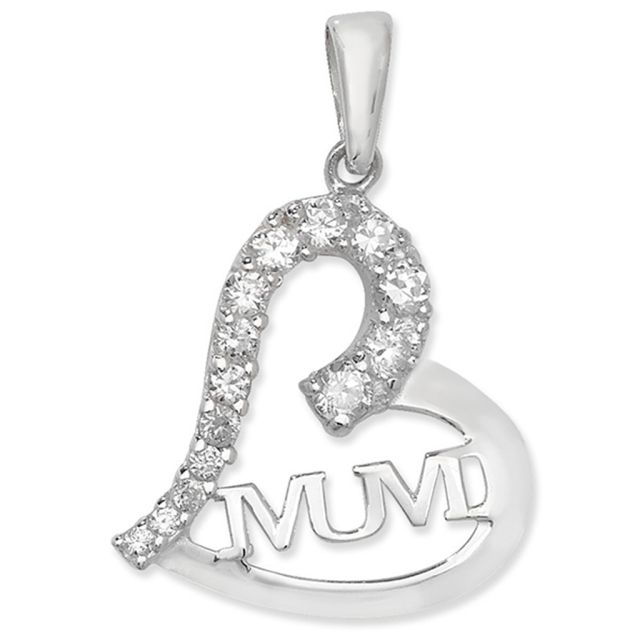 Buy Sterling Silver Cubic Zirconia Mum Heart Pendant by World of Jewellery