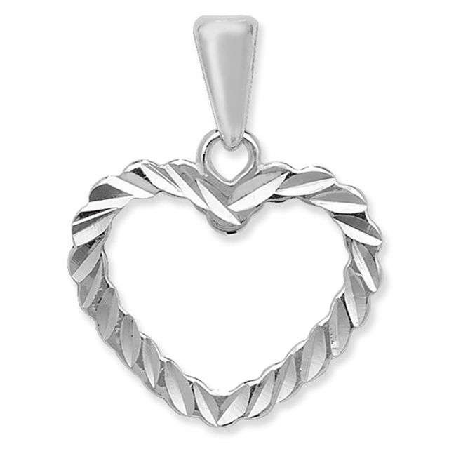 Buy Sterling Silver Diamond Cut Open Heart Pendant by World of Jewellery